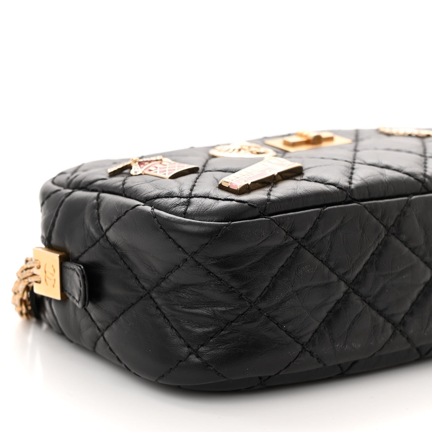 Chanel Aged Calfskin Quilted Mini Lucky Charm Reissue Camera Case Black 9 of 10