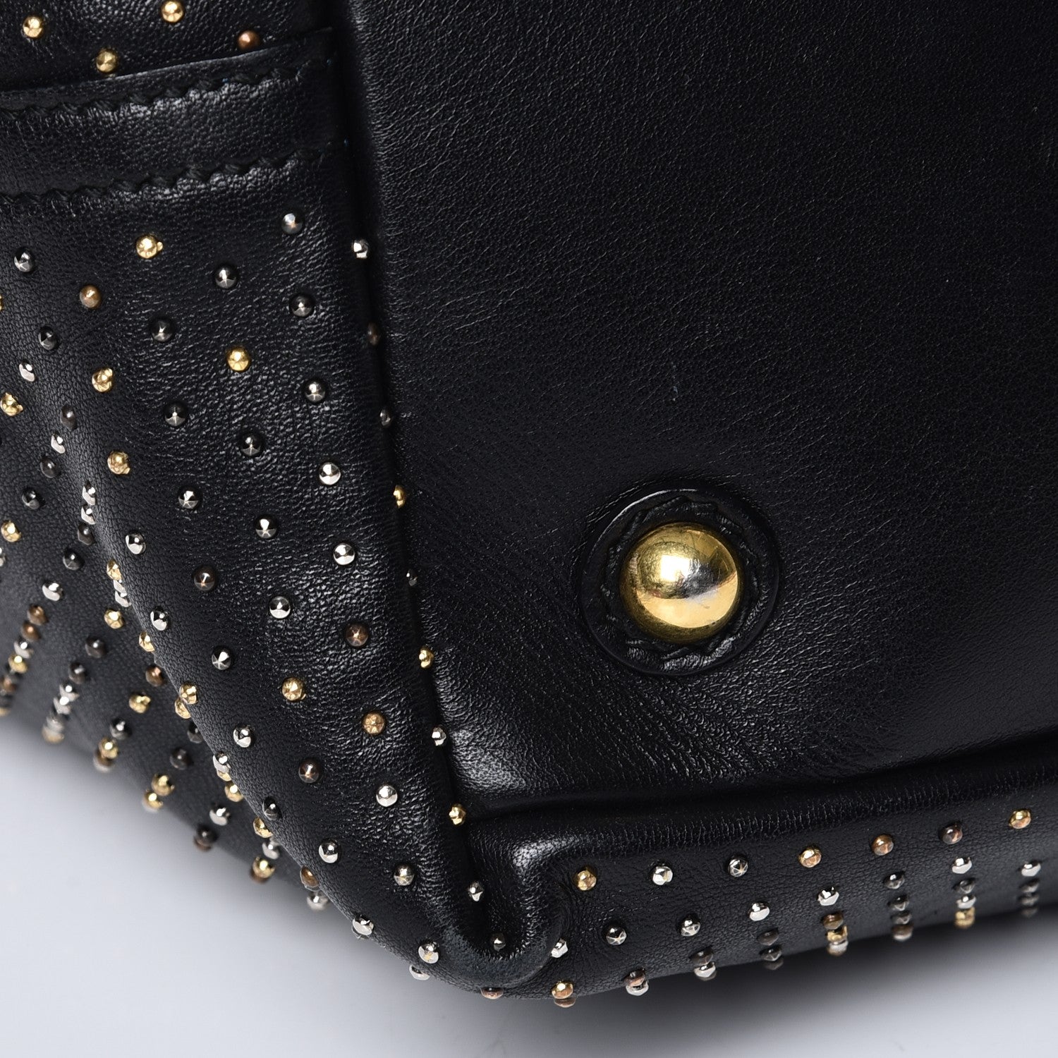 Saint Laurent Calfskin Rock Studded Easy Sac Black 15 of 17