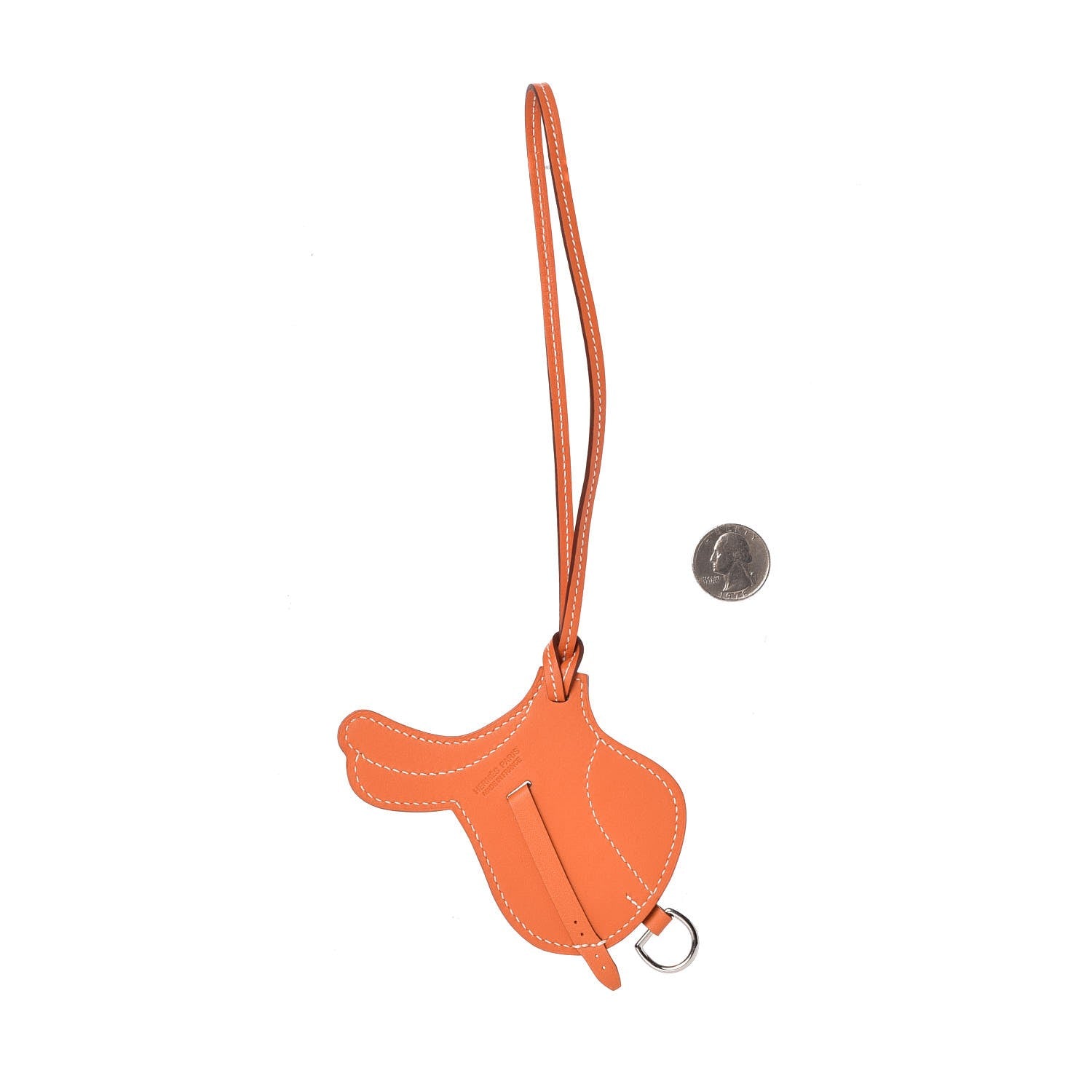 Hermes Swift Paddock Selle Horse Saddle Bag Charm Orange 2 of 4