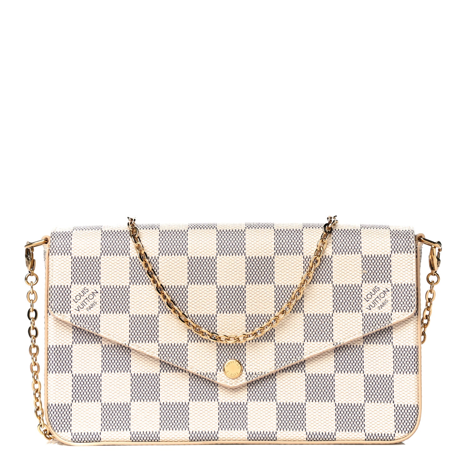 Louis Vuitton Damier Azur Pochette Felicie Chain Wallet Rose Ballerine 1 of 14