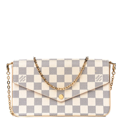 Louis Vuitton Damier Azur Pochette Felicie Chain Wallet Rose Ballerine 1 of 14