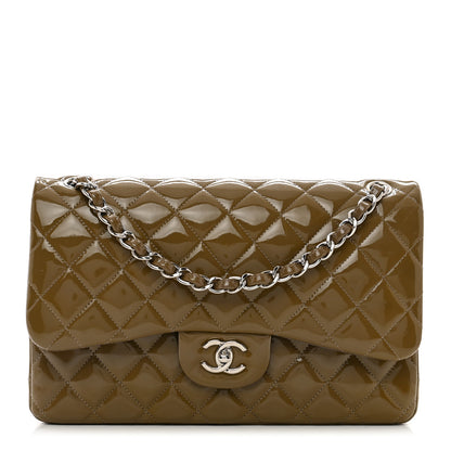 Chanel Patent Calfskin Quilted Jumbo Double Flap Grey 1 of 13