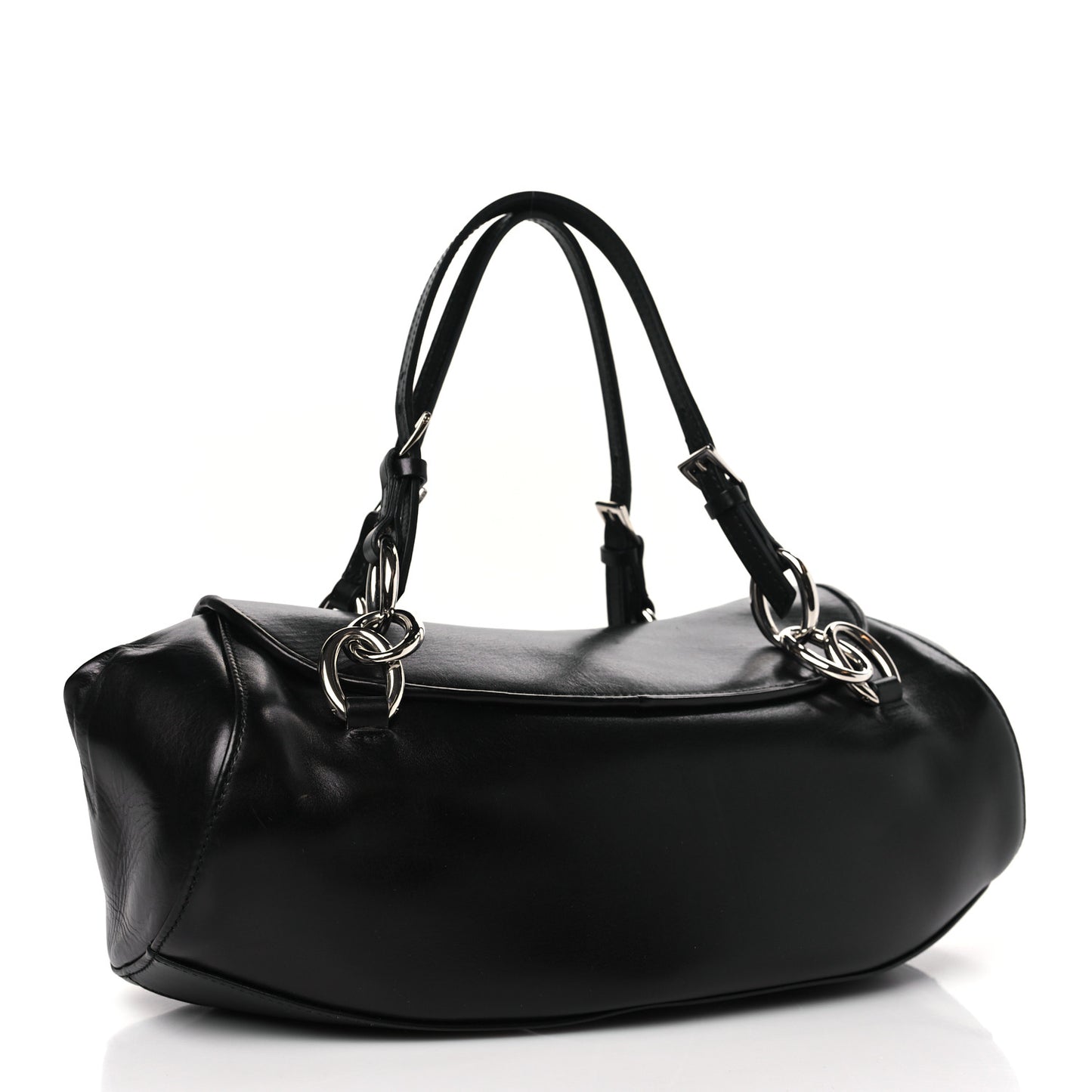 Calfskin Diva Logo Plate Bag Black