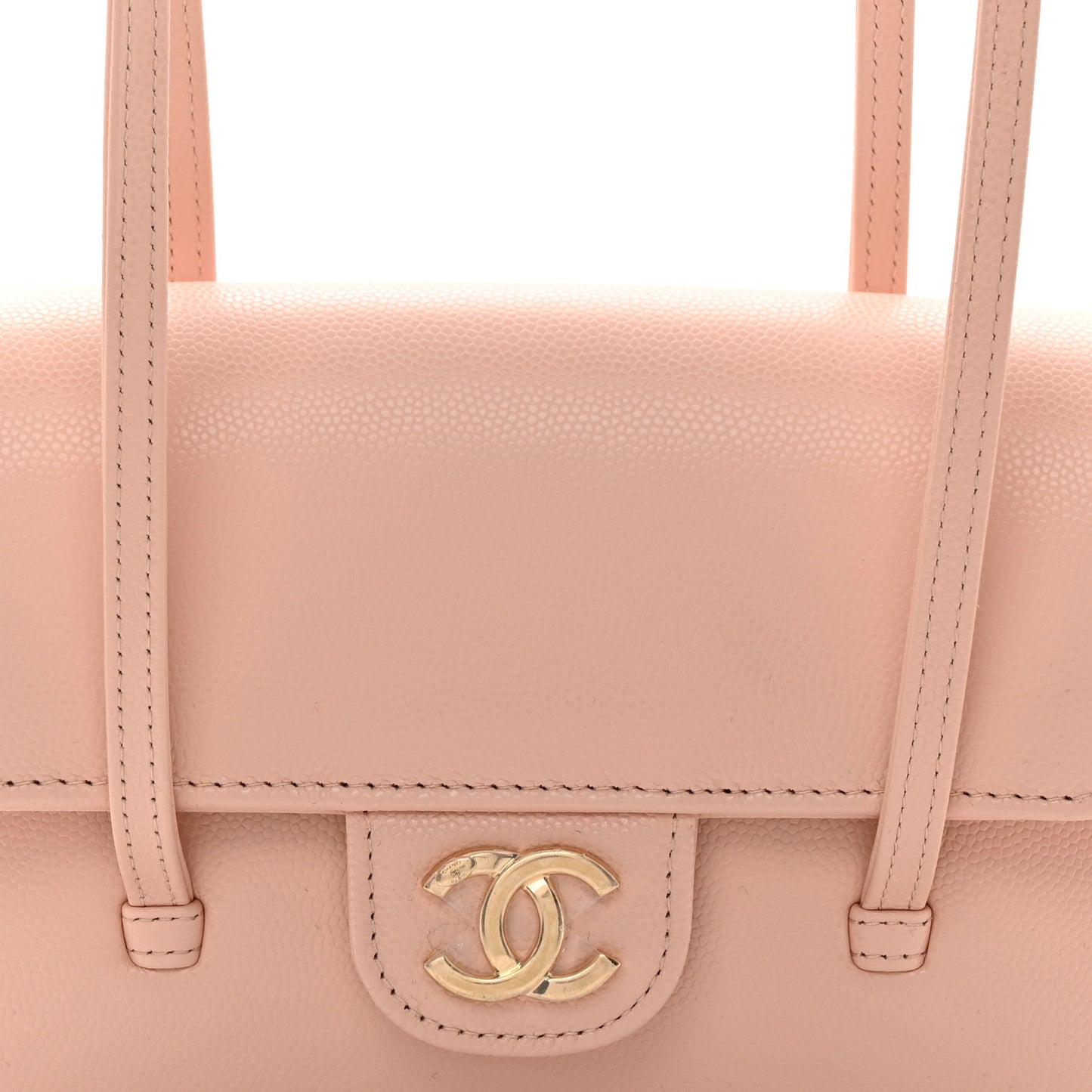 Shiny Caviar Mini Preppy Coco Shoulder Bag Light Pink