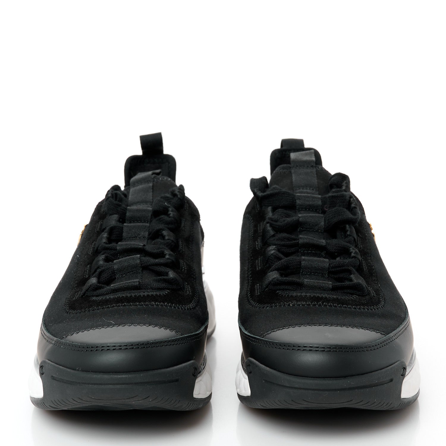 Chanel Velvet Calfskin Mixed Fibers CC Sneakers 40.5 Black 2 of 10