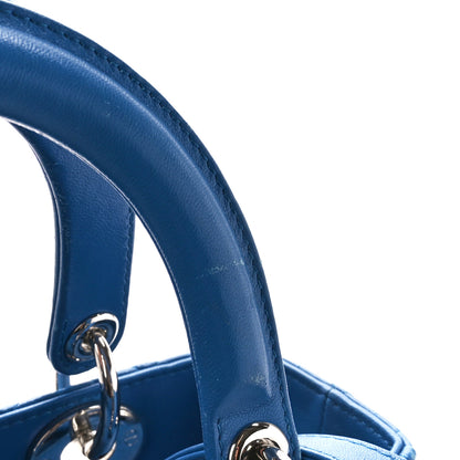 Christian Dior Lambskin Cannage Medium Lady Dior Blue Persan 14 of 15