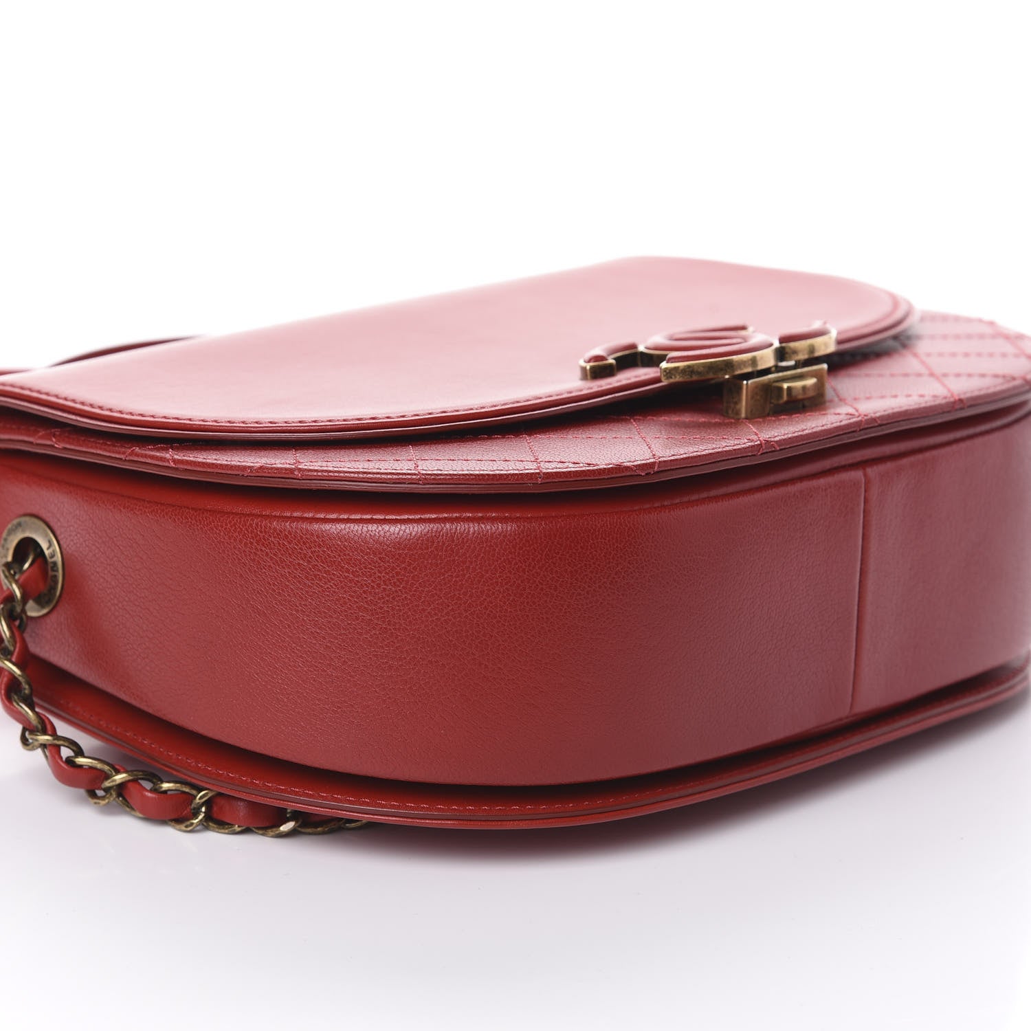 Chanel Shiny Calfskin Goatskin Quilted Medium Coco Curve Messenger Flap Red 9 of 10