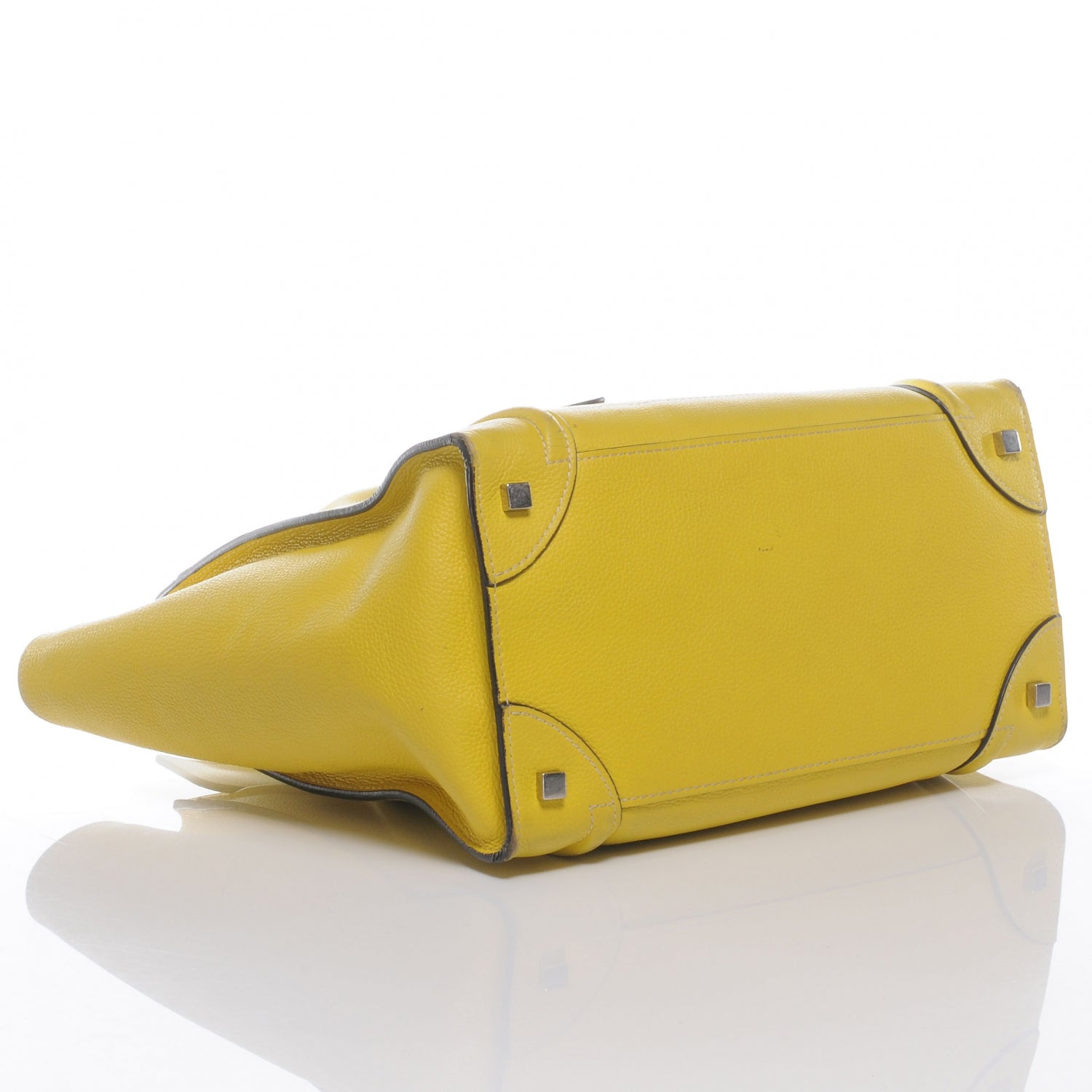 Celine Drummed Calfskin Mini Luggage Citron 5 of 10