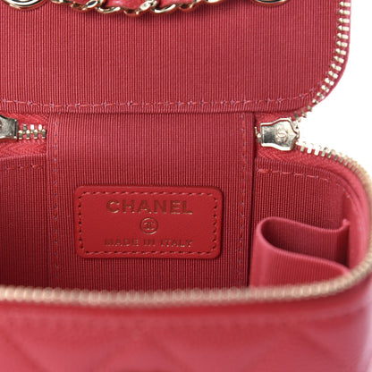 Chanel Caviar Quilted Mini Vanity Case With Chain Red 8 of 11