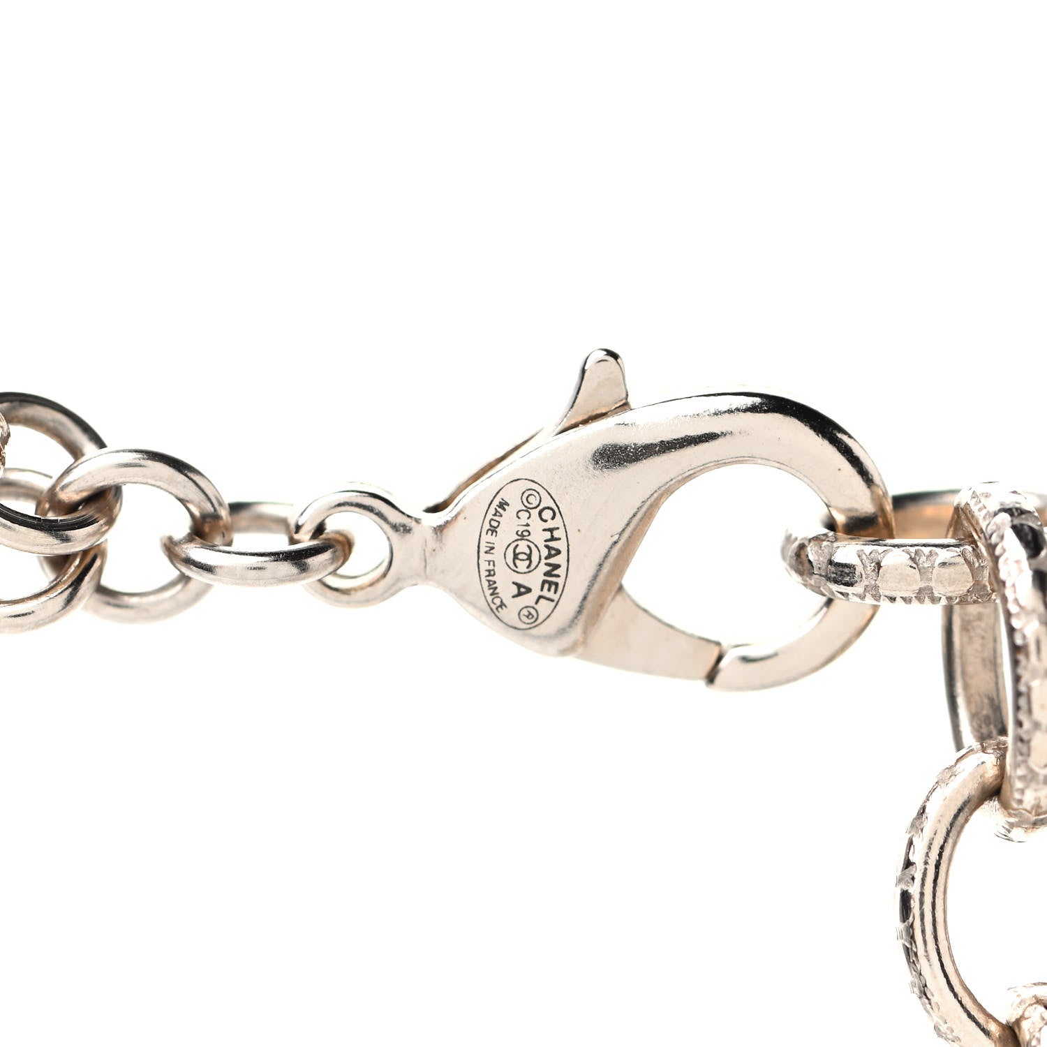 Chanel Pearl Crystal Nefertiti CC Long Necklace Gold Grey 5 of 5