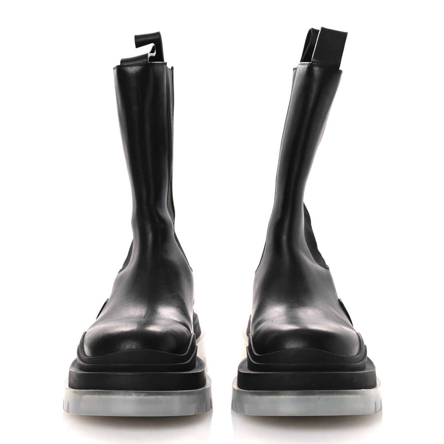 Calfskin The Tire Chelsea Boots 39 Black Transparent