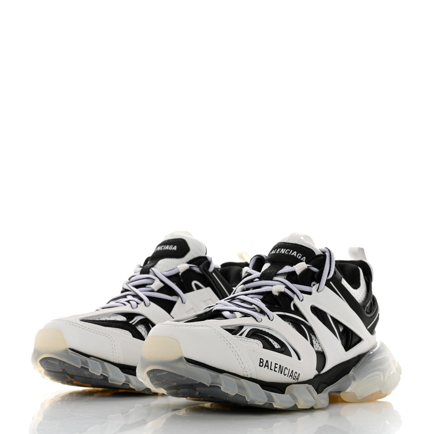 Rubber Mesh Fabric Bi-Color Clear Sole Womens Track Sneakers 37 White Black