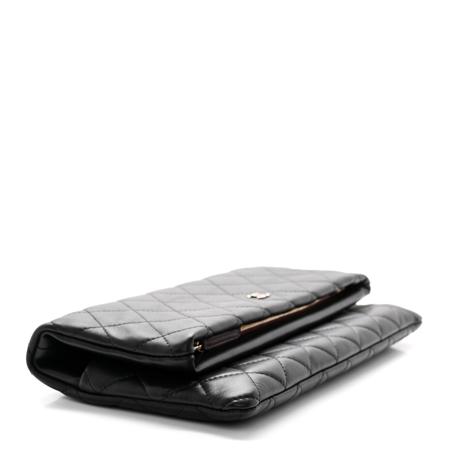 Lambskin Quilted CC Beauty Clutch Black