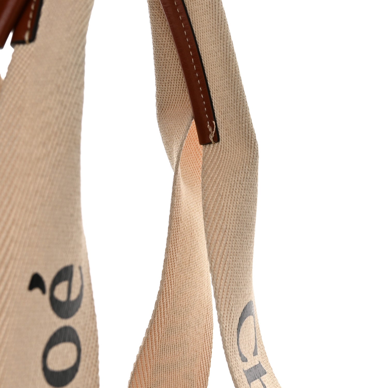 Chloe Cotton Calfskin Medium Woody Ribbon Tote White Brown 12 of 12