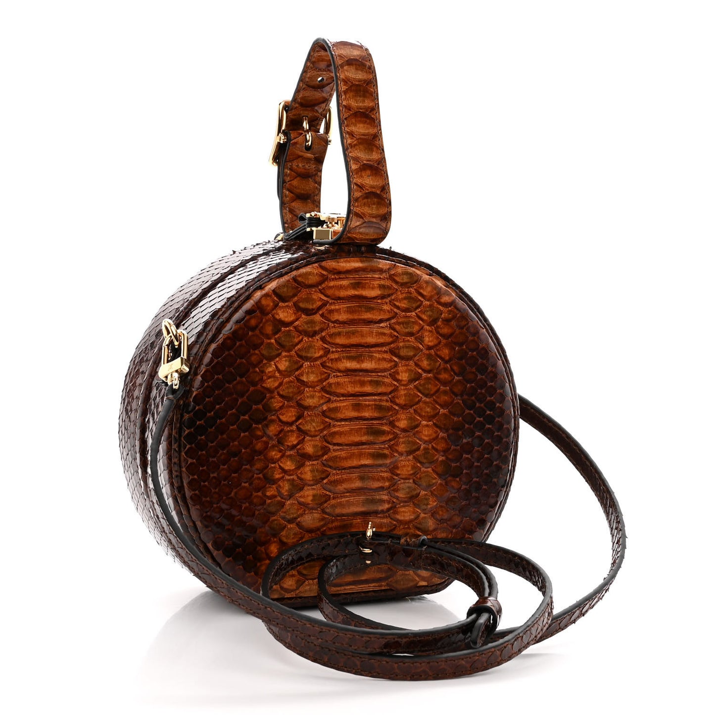 Snakskin Petite Boite Chapeau Brown