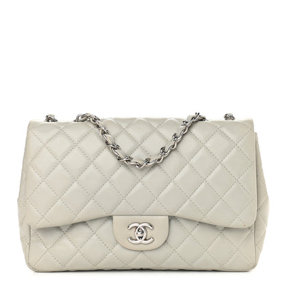 Chanel Caviar Quilted Jumbo Single Flap Grey 1 of 9