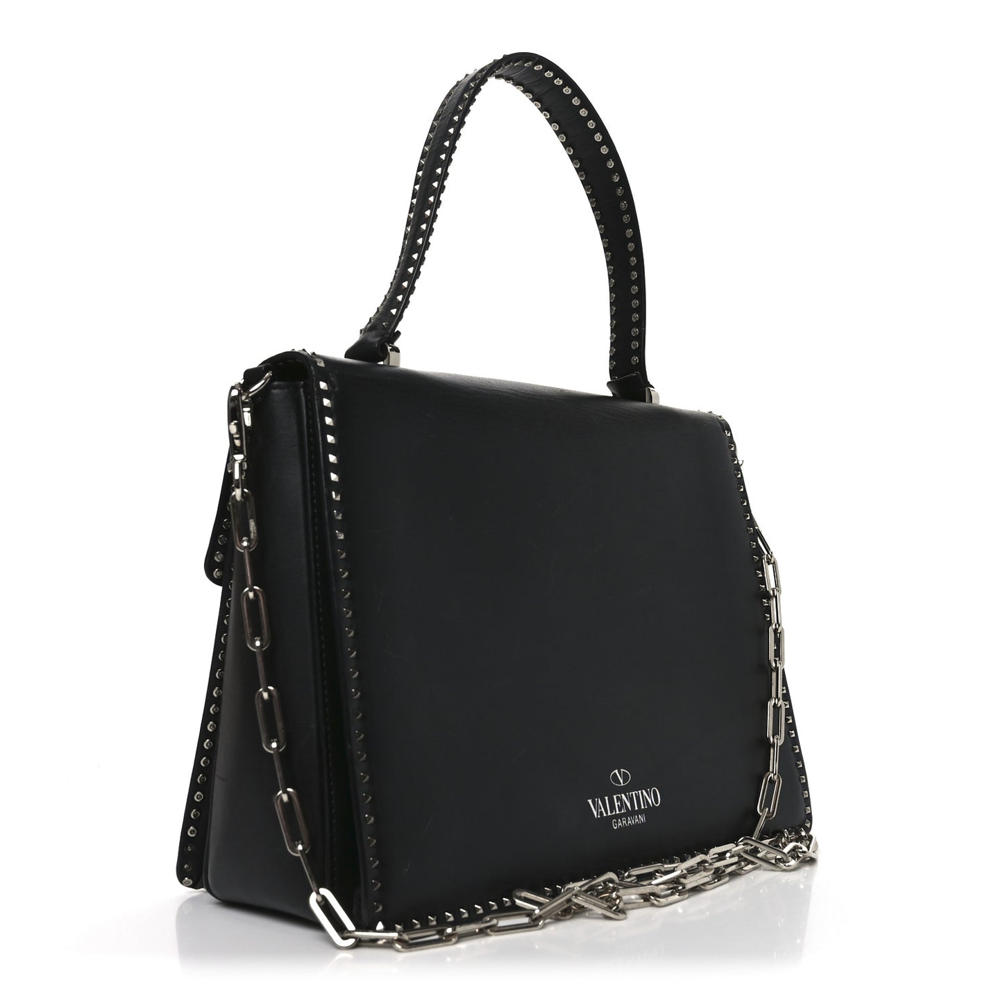 Vitello Rockstud Cabana Top Handle Bag Black