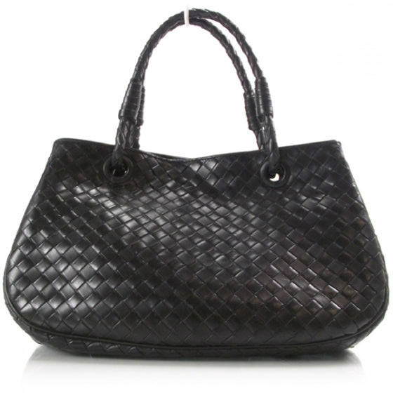 Leather Intrecciato Woven Tote Nero
