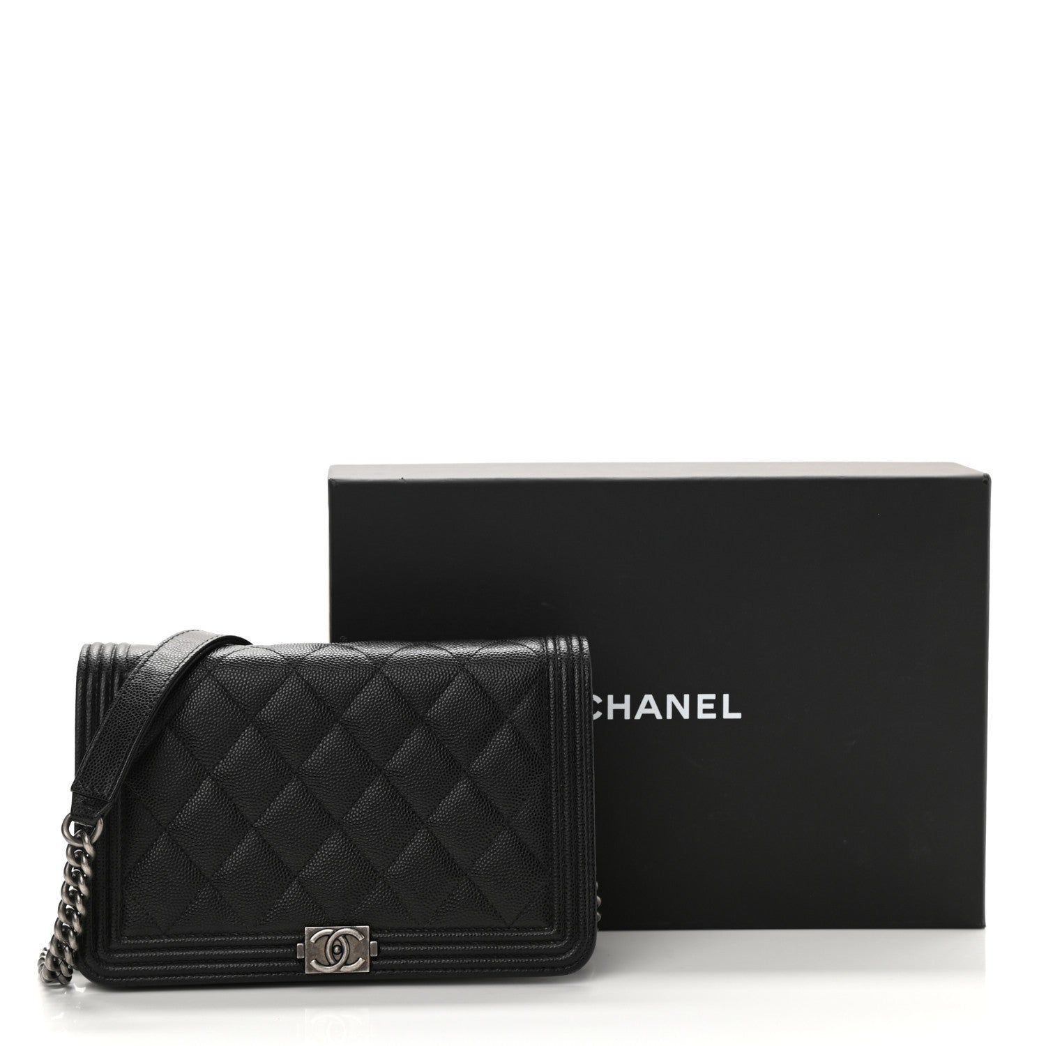 Chanel Caviar Quilted Boy Wallet On Chain WOC Black 11 of 11