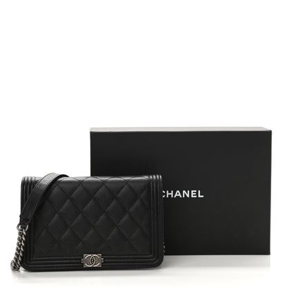 Chanel Caviar Quilted Boy Wallet On Chain WOC Black 11 of 11