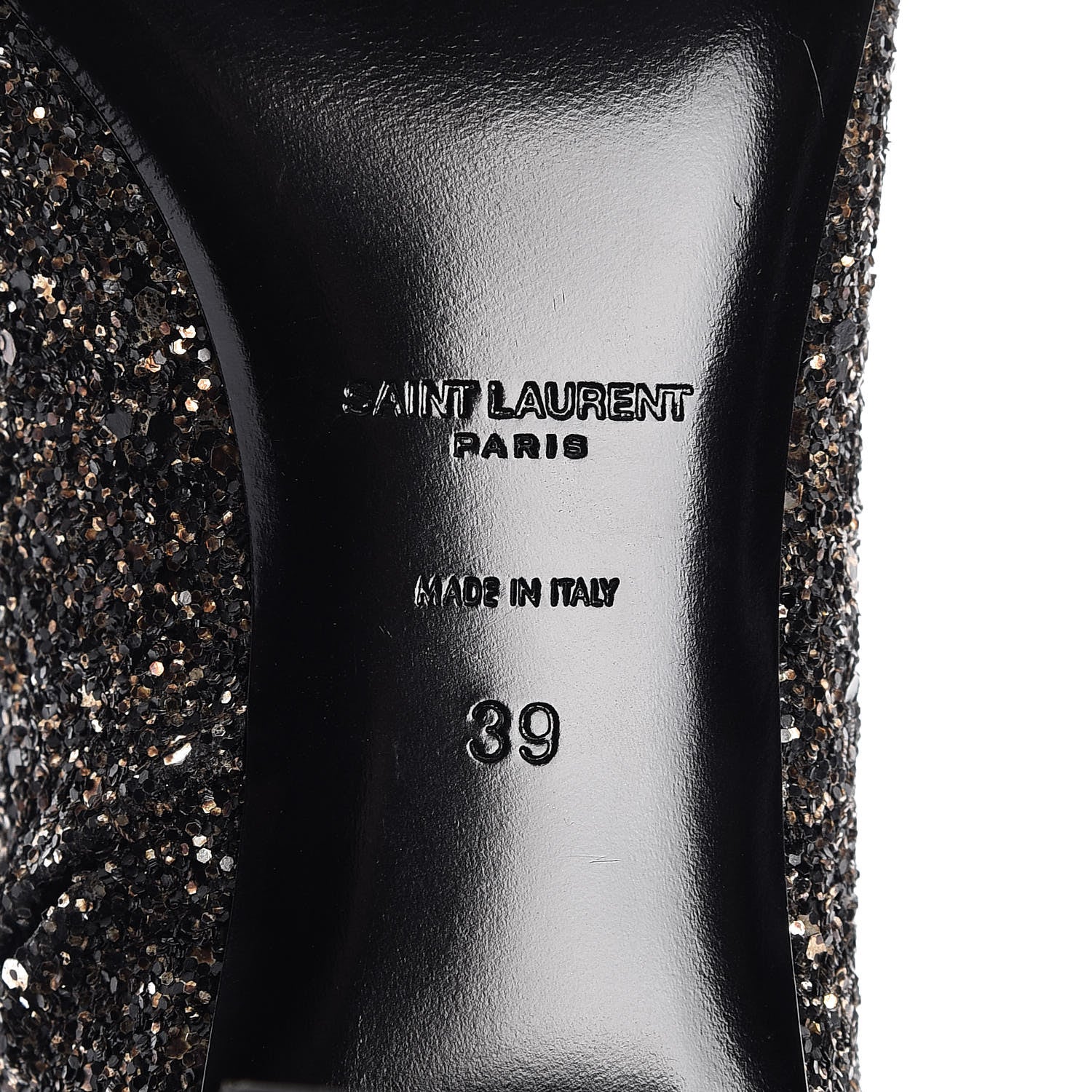 Saint Laurent Glitter Loulou Ankle Boots 39 Black Gold 6 of 8