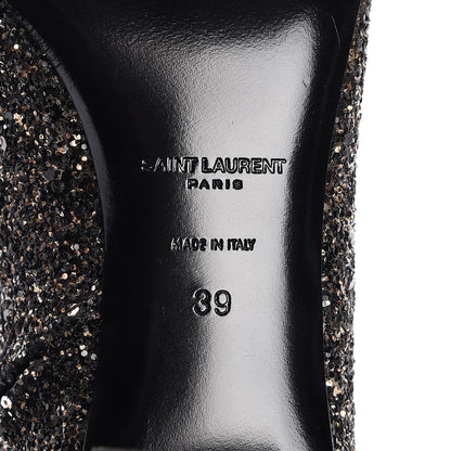 Saint Laurent Glitter Loulou Ankle Boots 39 Black Gold 6 of 8