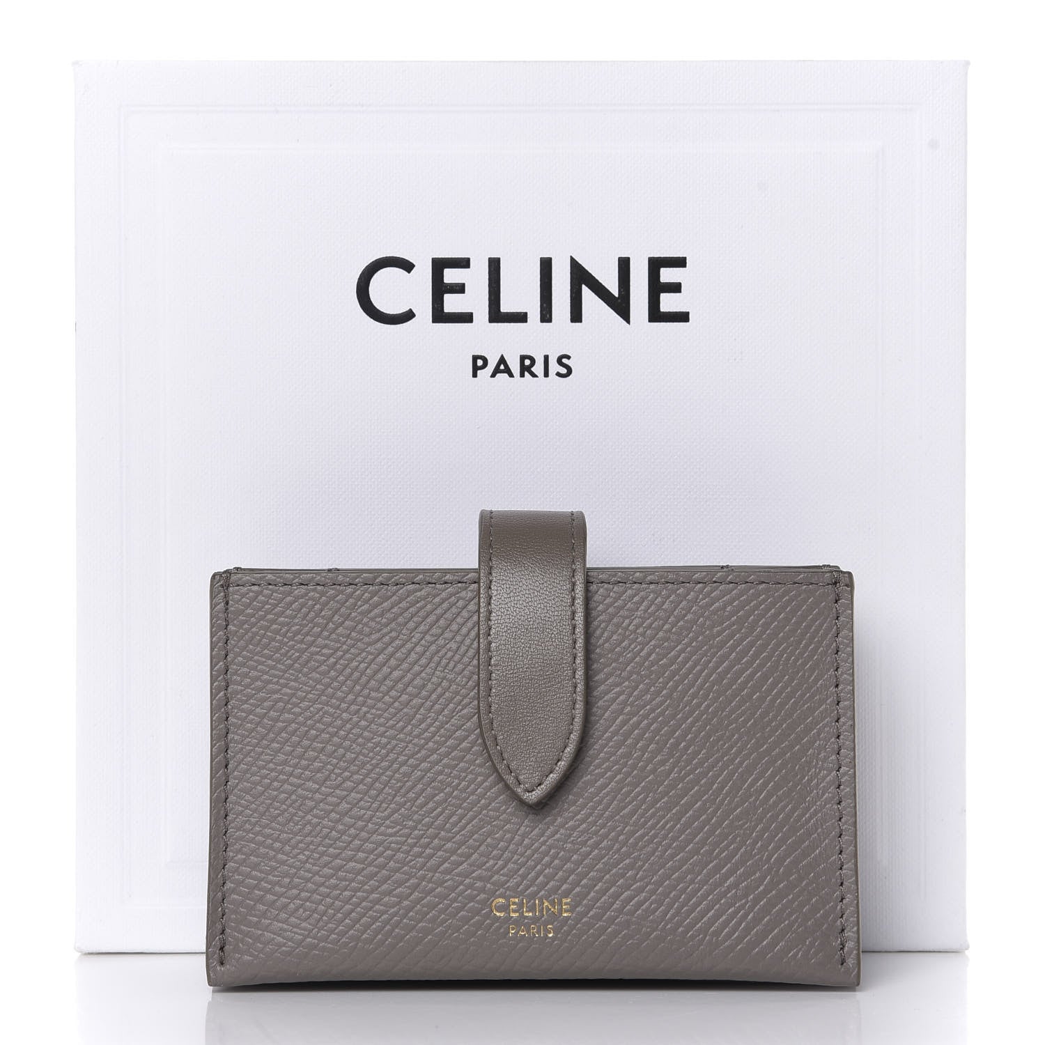 Celine Grained Shiny Calfskin Accordion Card Holder Pebble 9 of 9