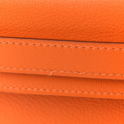 Hermes Evergrain Kelly Longue Clutch Pochette Orange 12 of 12