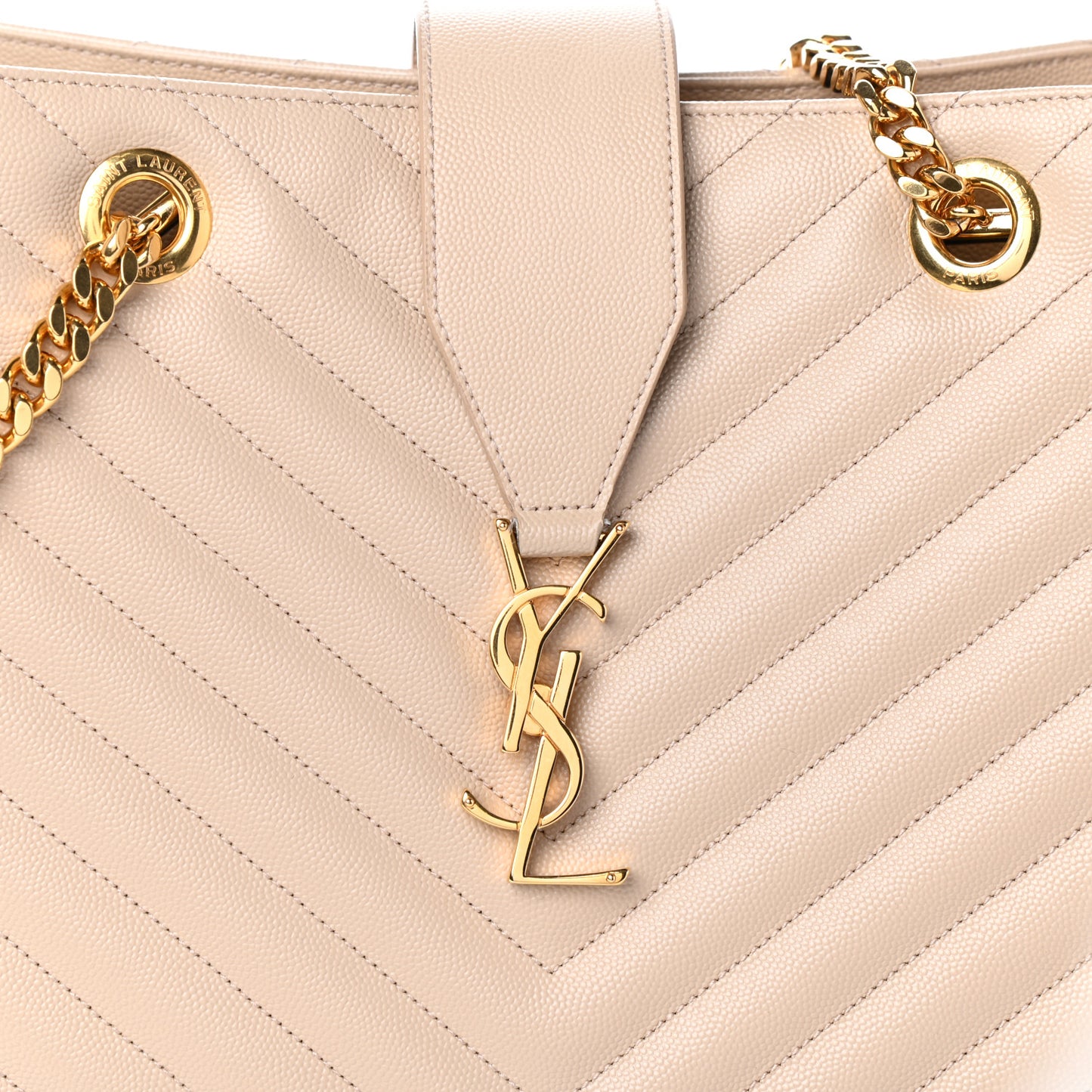 Grain De Poudre Matelasse Chevron Monogram Shopping Bag Nude Powder