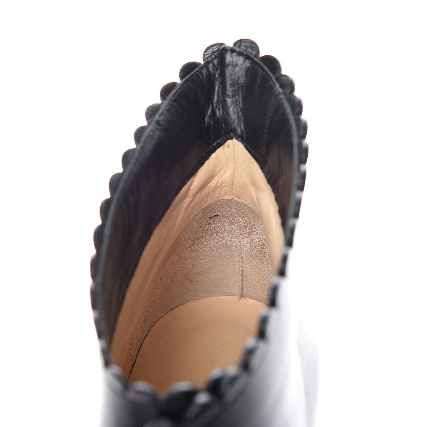 Lambskin Deguise Scalloped Button 100 Peep Toe Booties 36 Black