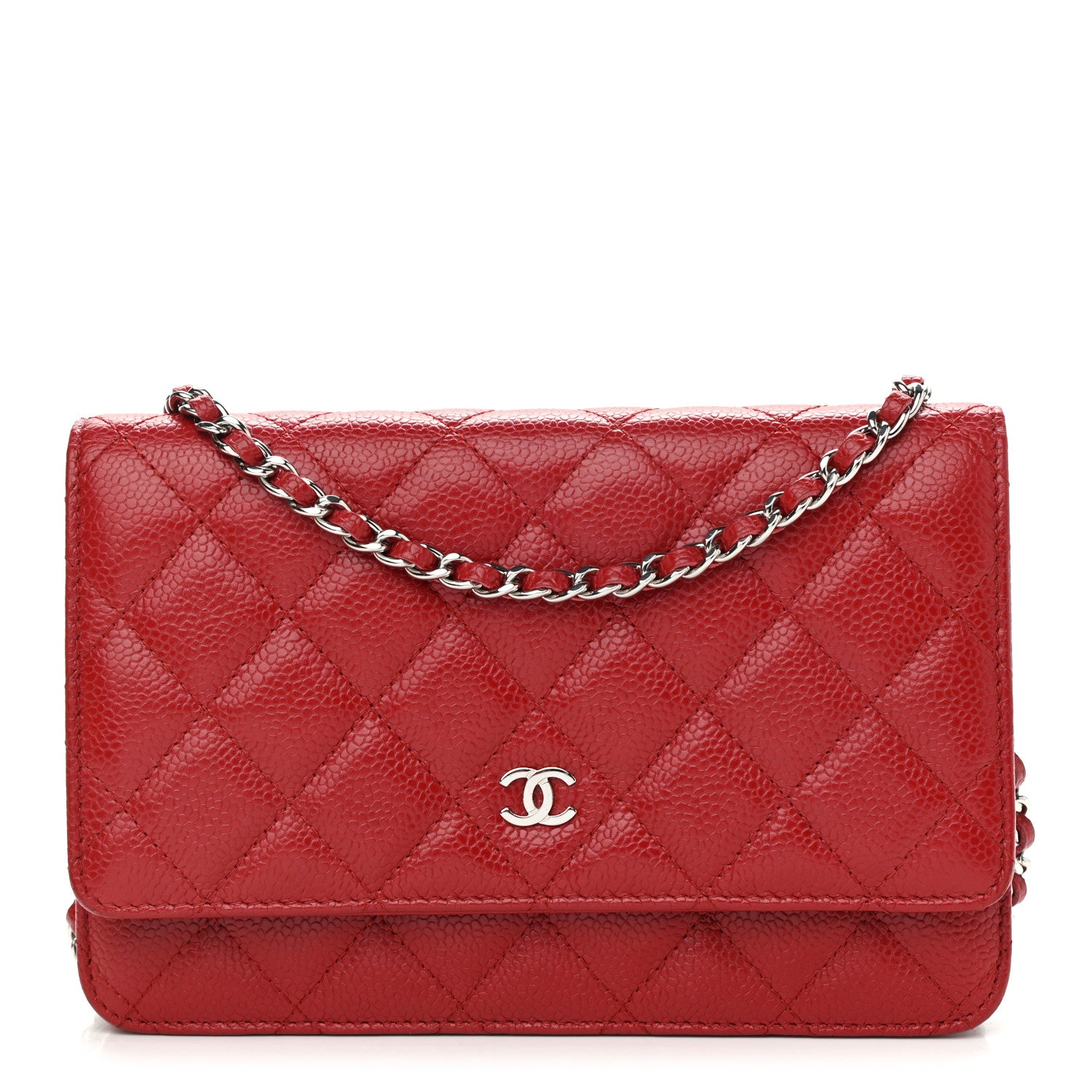 Chanel Caviar Quilted Wallet on Chain WOC Red 1 of 12