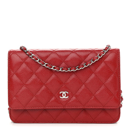 Chanel Caviar Quilted Wallet on Chain WOC Red 1 of 12