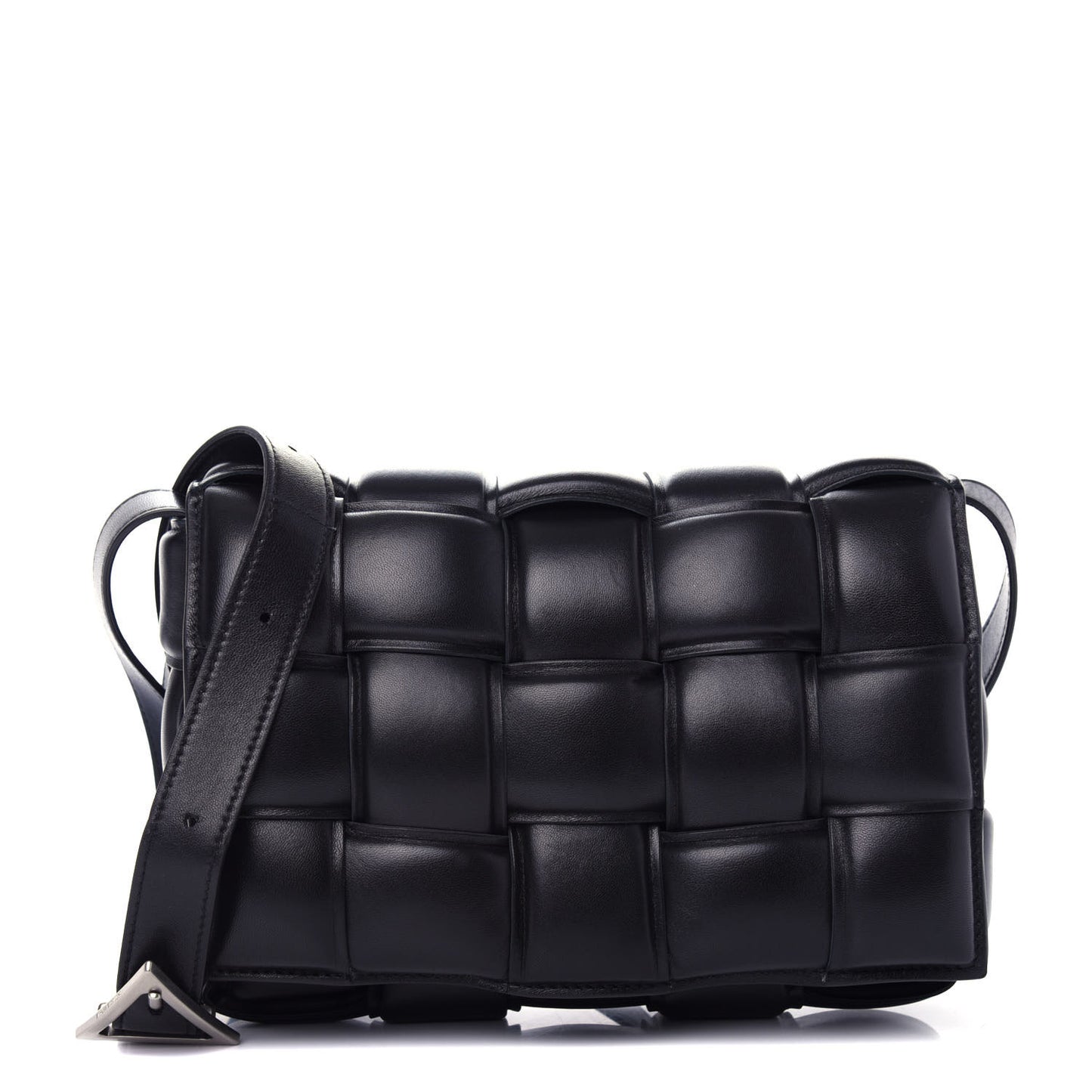 Nappa Maxi Intreccio Padded Cassette Crossbody Bag Black