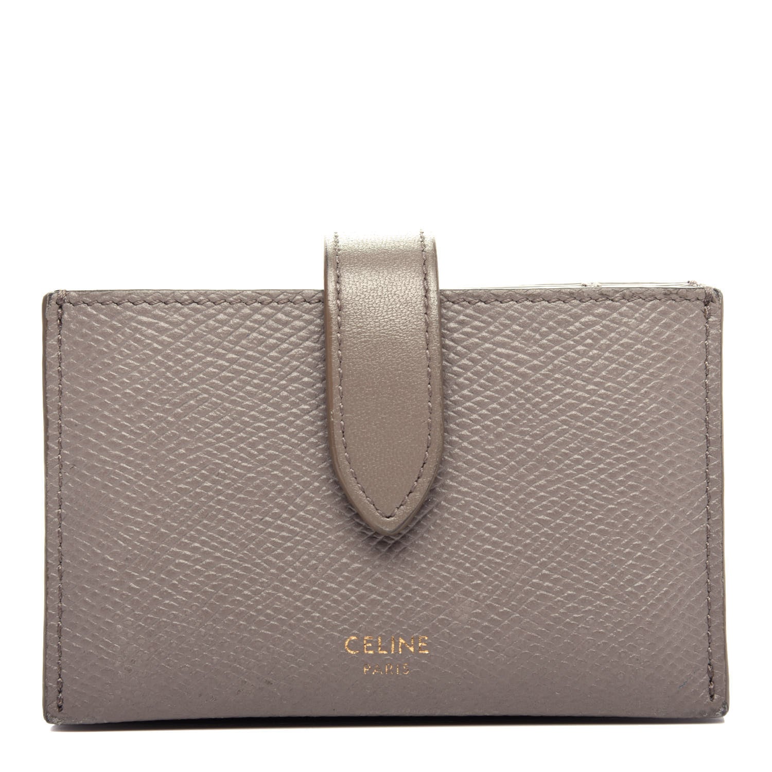 Celine Grained Shiny Calfskin Accordion Card Holder Pebble 1 of 9