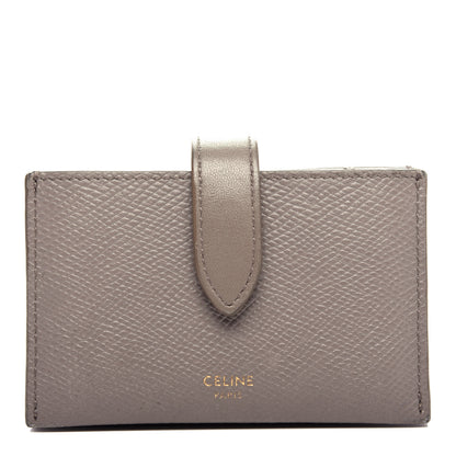 Celine Grained Shiny Calfskin Accordion Card Holder Pebble 1 of 9