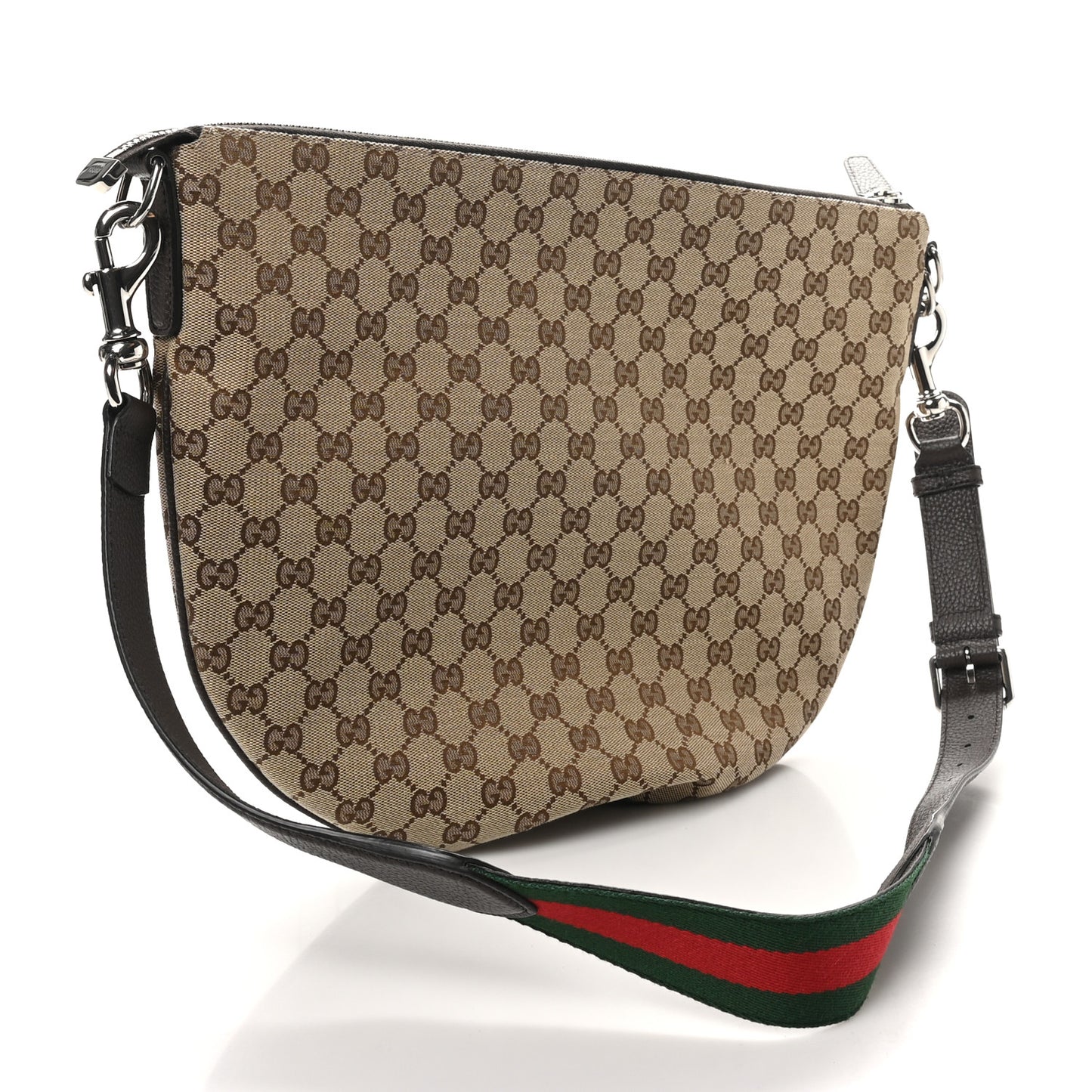 Monogram Calfskin Web Medium B Shoulder Bag Beige Brown