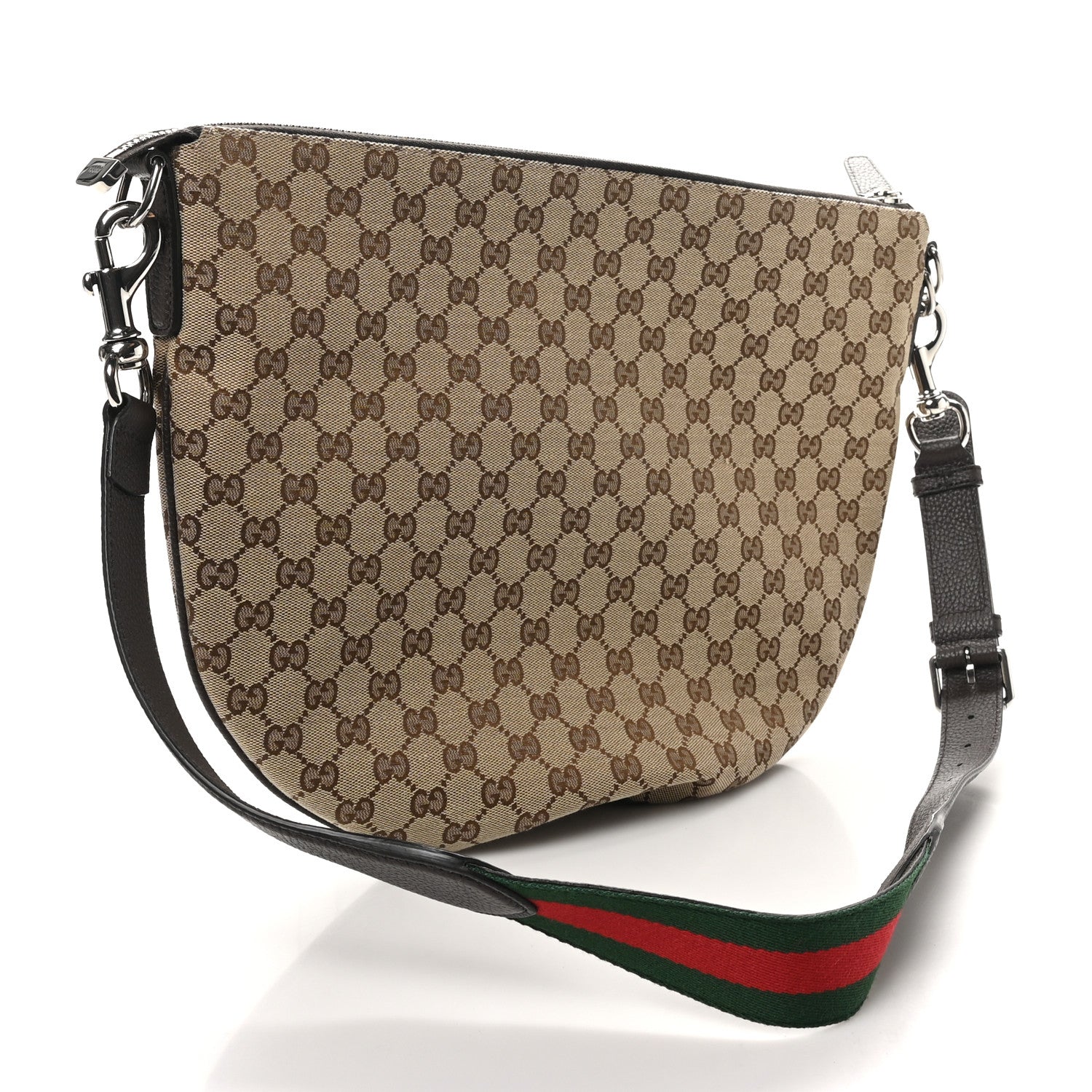 Gucci Monogram Calfskin Web Medium B Shoulder Bag Beige Brown 3 of 10