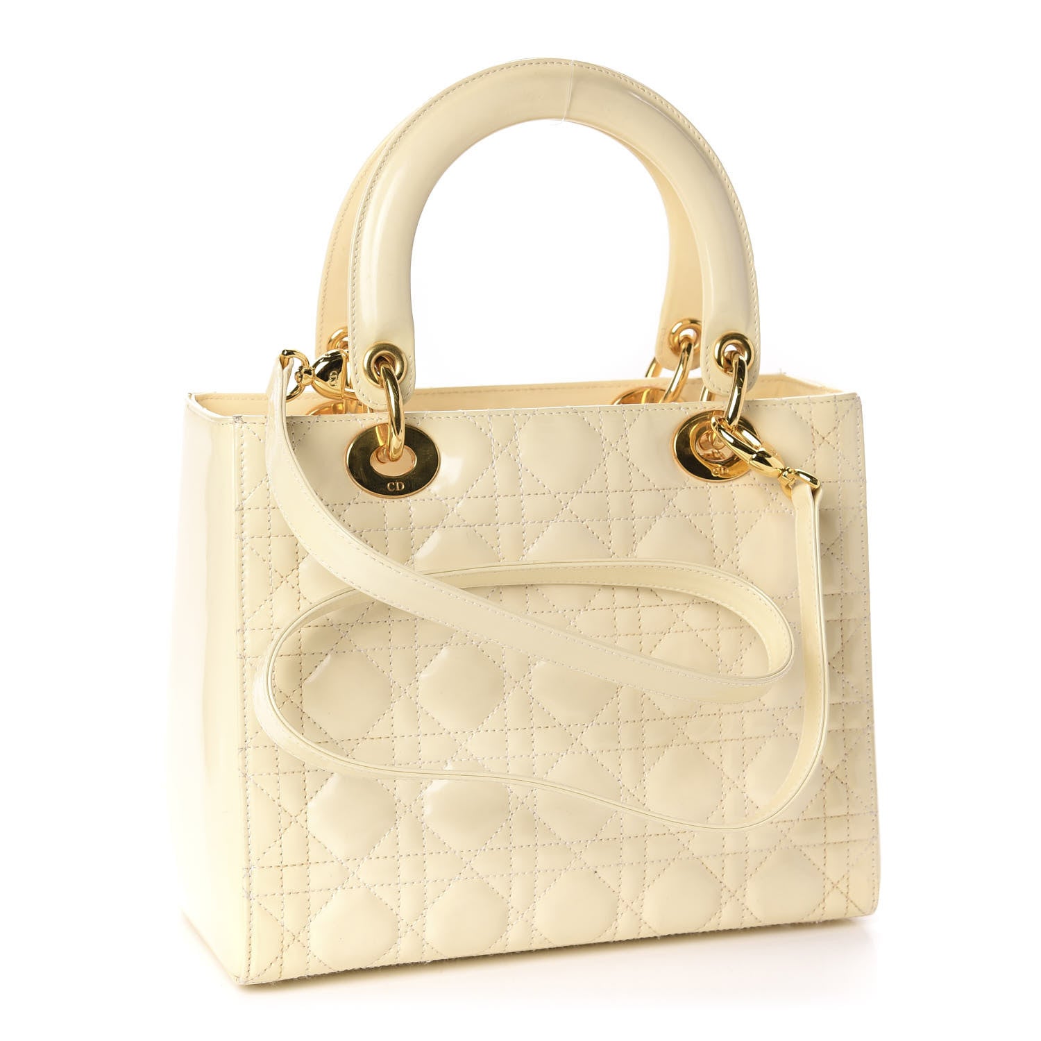 Christian Dior Patent Cannage Medium Lady Dior Ivory 4 of 14