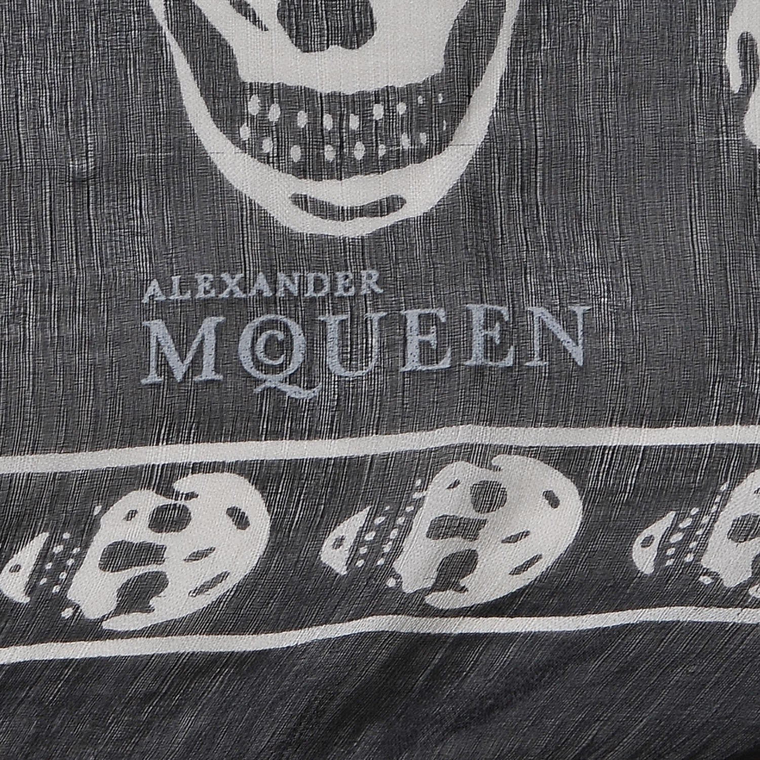 Alexander McQueen Silk Chiffon Skull Scarf Black Ivory 4 of 6