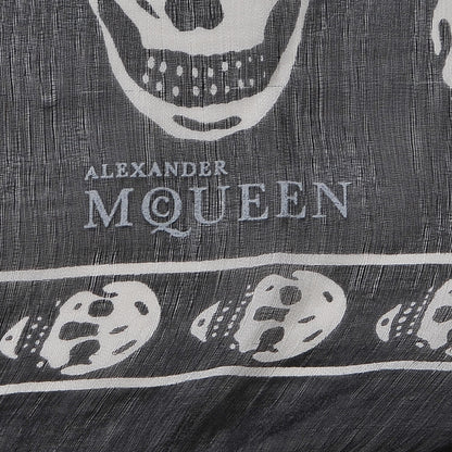 Alexander McQueen Silk Chiffon Skull Scarf Black Ivory 4 of 6
