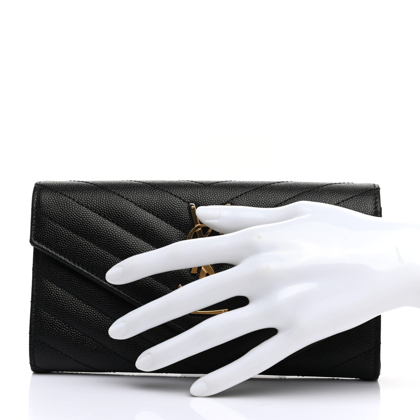 Grain De Poudre Matelasse Chevron Monogram Flap Wallet Black