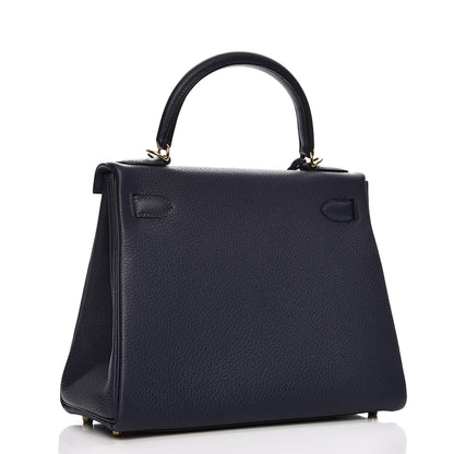 Hermes Togo Kelly Retourne 28 Bleu Nuit 3 of 33