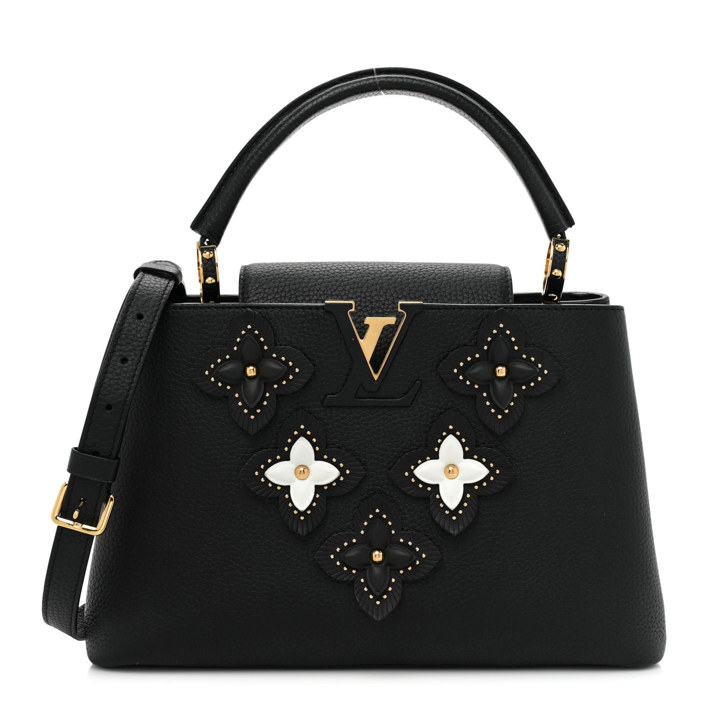 Taurillon Metallic Flowers Capucines PM Black