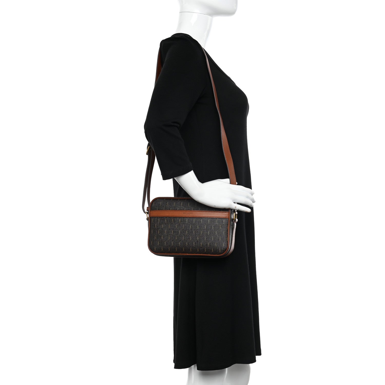 Saint Laurent Canvas Smooth Calfskin Le Monogramme Camera Bag Chestnut 2 of 11