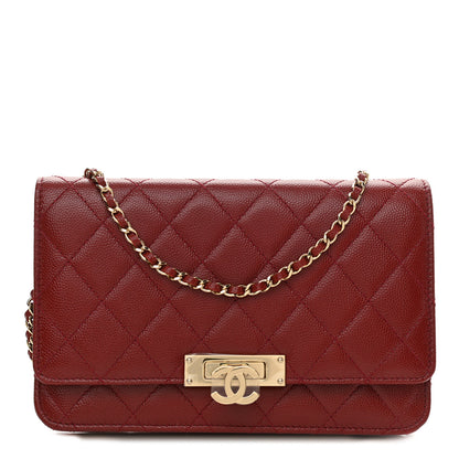 Chanel Caviar Quilted Golden Class Wallet On Chain WOC Red 1 of 12