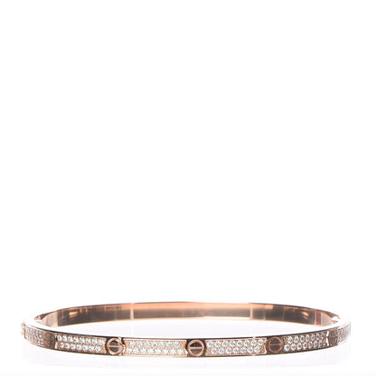 Cartier 18K Pink Gold Diamond Small LOVE Paved Bracelet 17 4 of 5