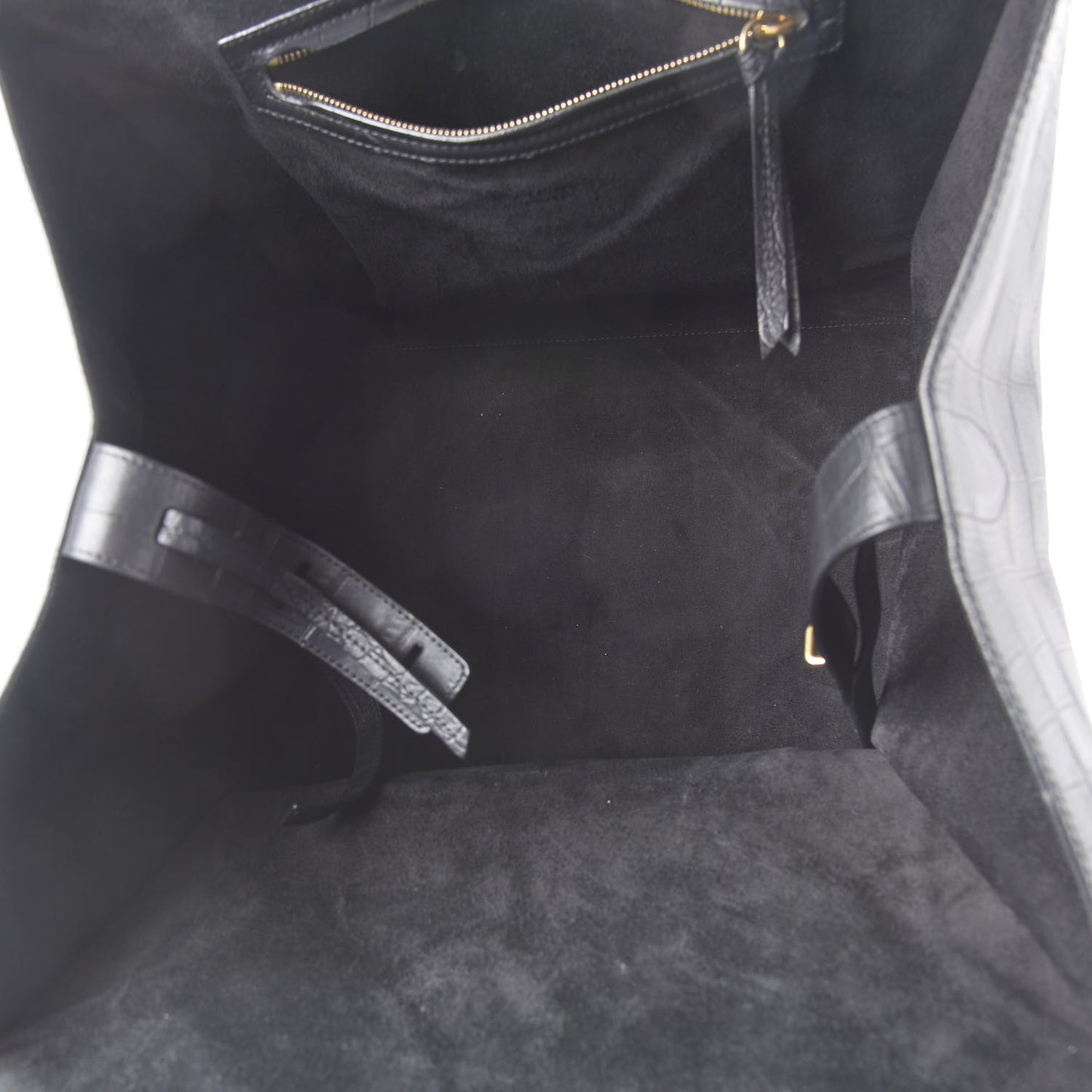 Crocodile Embossed Calfskin Large Phantom Luggage Black