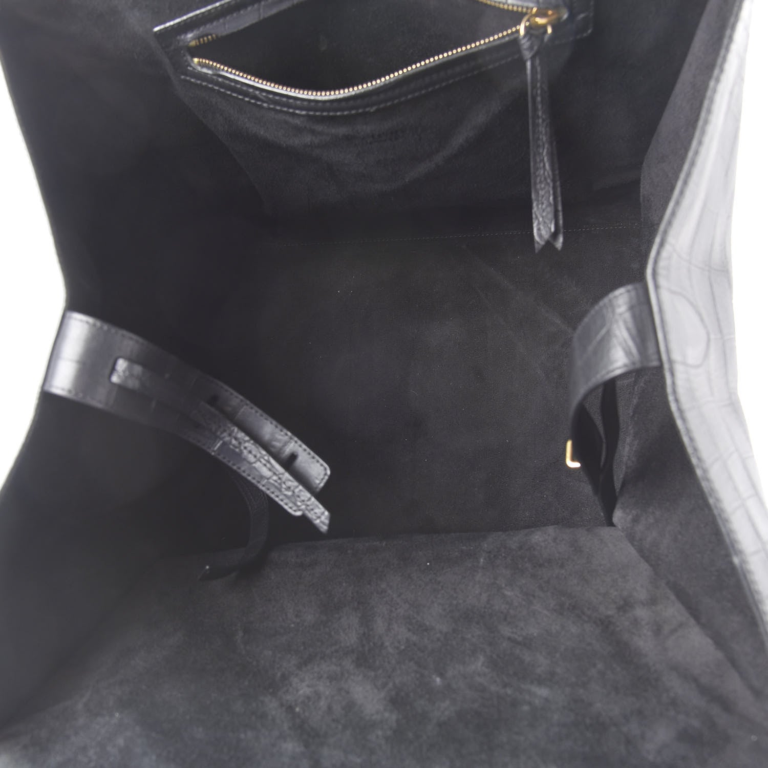 Celine Crocodile Embossed Calfskin Large Phantom Luggage Black 4 of 11