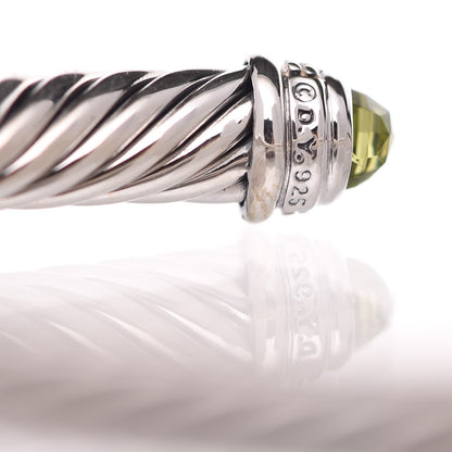 David Yurman Sterling Silver Diamond Peridot 5mm Cable Classics Bracelet 4 of 5