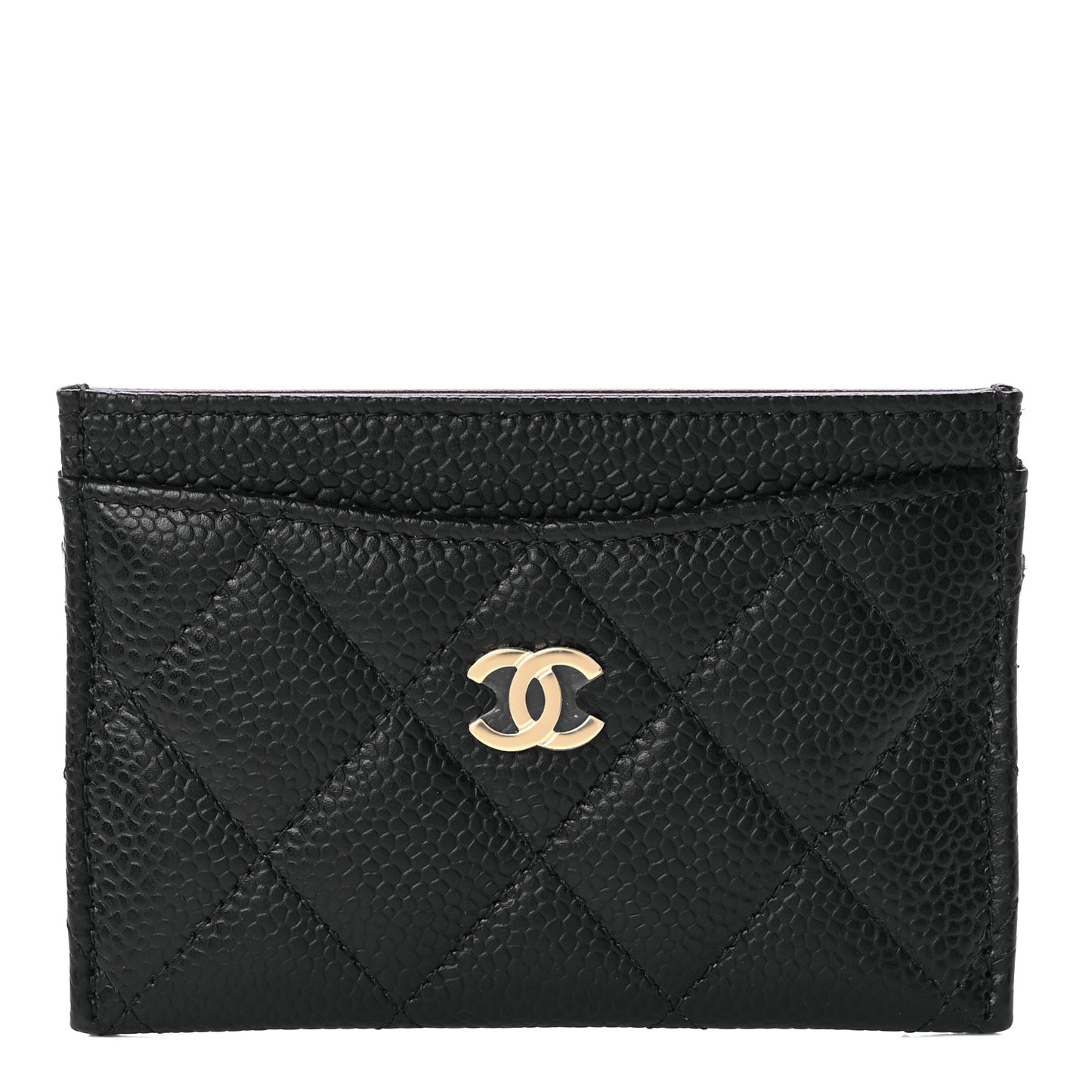 Caviar Quilted Card Holder Black